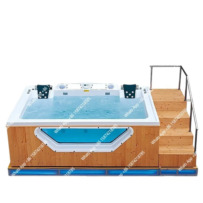 Kk Multi-person Massage Large Bathtub Outdoor Acrylic Constant Temperature Heating Surf Massage Bath Hot Spring Bath Manufactur