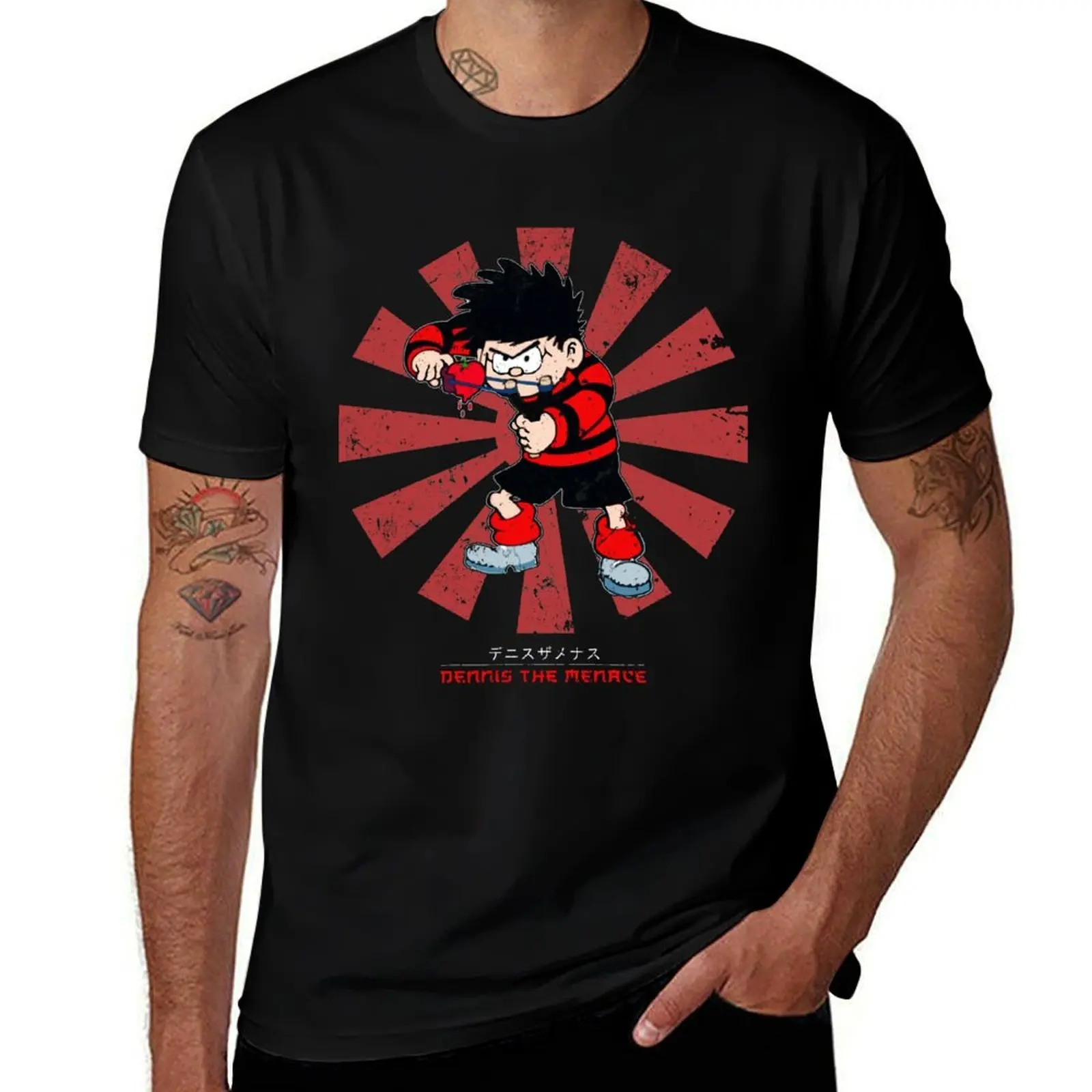 Dennis The Menace Retro Japanese T-Shirt Stretch Fabric Comfort T-Shirt