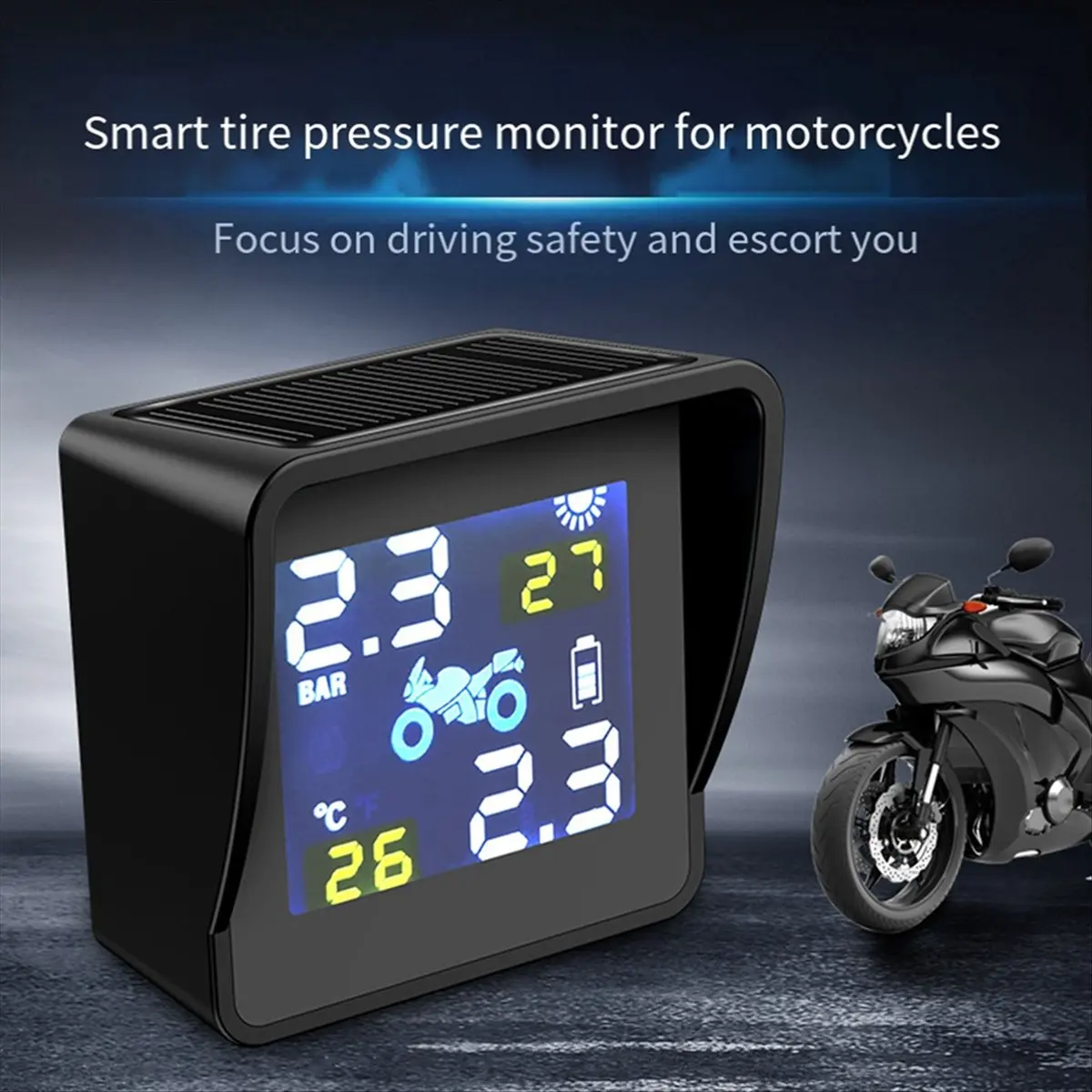 Super Sale Motorcycle Solar Tire Pressure Temperature Monitoring System TPMS Sensor Kit USB Charge For Motorcycle Tire Pressure