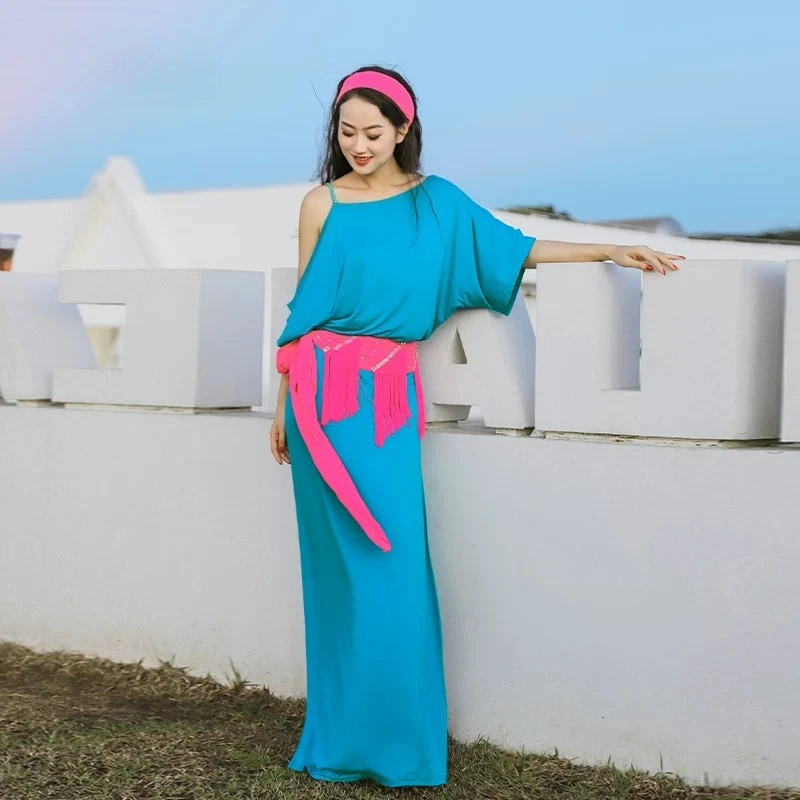 New Belly Dance Practice Costume Exquisite Tassel Folk Style Robe Performance Outfit
