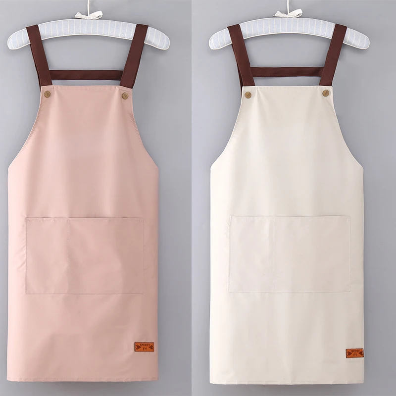 New In Dresses Woman's Evening Dress Adjustable Button Apron Dress With 2 Pockets For Kitchen Cooking Gardening Women Clothing