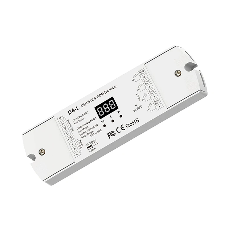 Skydance New Led DMX Decoder;DC 12V-24V Input;5A*4CH 20A 4 Channel Output DMX512 RGB RGBW Strip RDM Slave Controller Din Rail