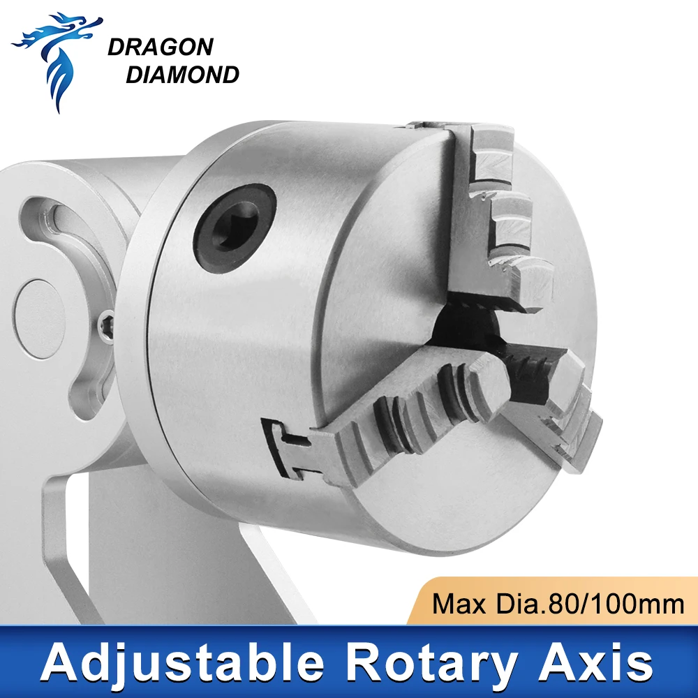 Three Chuck Rotary Axis Engraving Attachment Extra Axis Max Dia.80/100mm Fixture Gripper For Laser Marking Machine