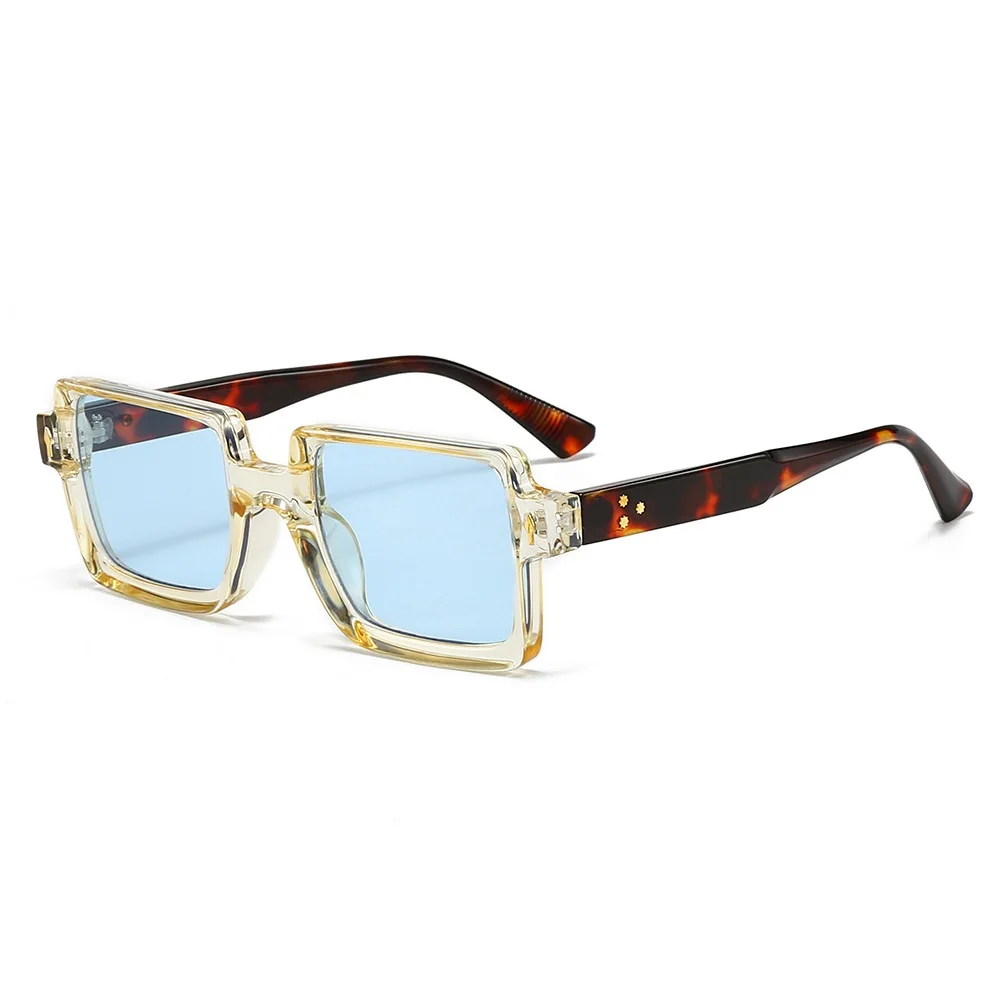 

Vintage Square Women Sunglasses Fashion Double Color Men Trending Punk Rivets Gradient Sun Glasses UV400