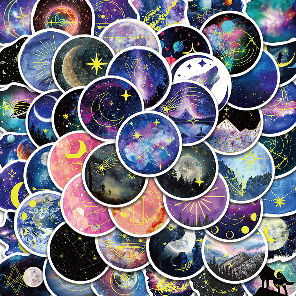  50pcs Beautiful Milky Way Sticker For Phone Luggage Scrapbook Guitar Skateboard Laptop Bicycle Helmet Decal Sticker 