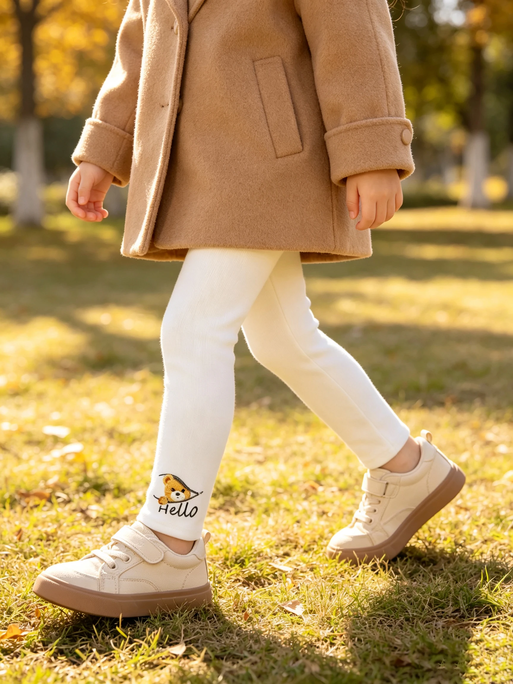 6Pcs Kids Thermal Leggings 2‑11Y Toddler Girls Dralon Warm Pants Cute Bear Stretch Tights for Children Autumn Daily Casual Wear