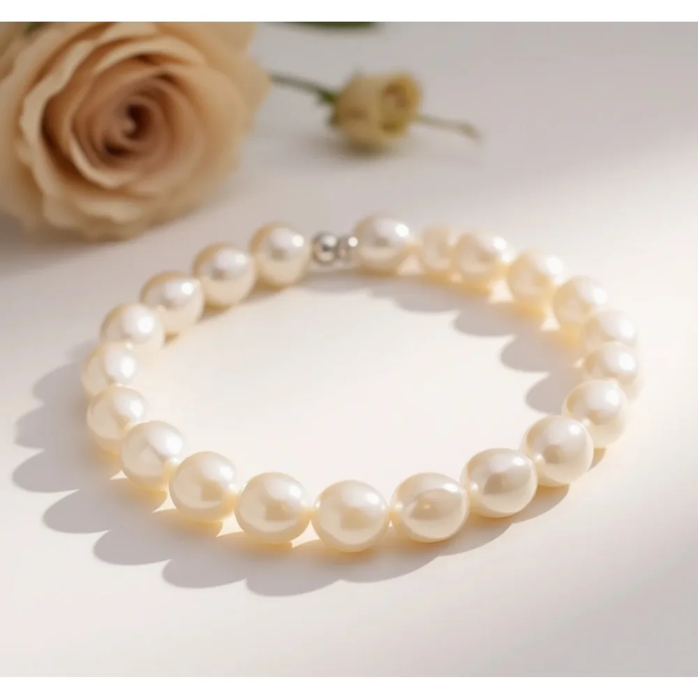 

Браслет из белого культивированного пресноводного жемчуга для женщин, 7 дюймов