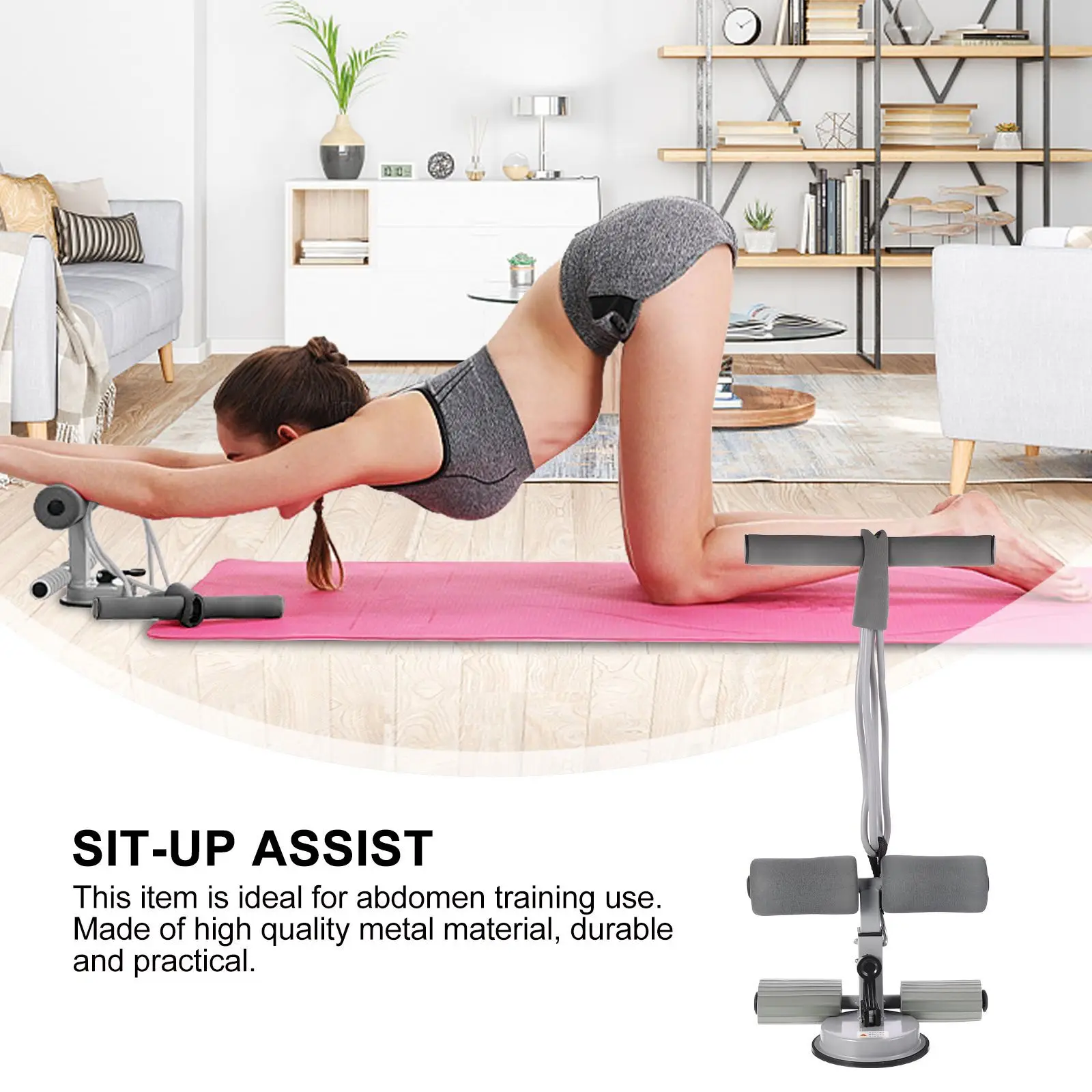 

Sit-Up Assistant Device Floor Push Up Bar Suction Cup Abdomen Exerciser Crunches Aid Portable Belly Fitness Equipment Home Use