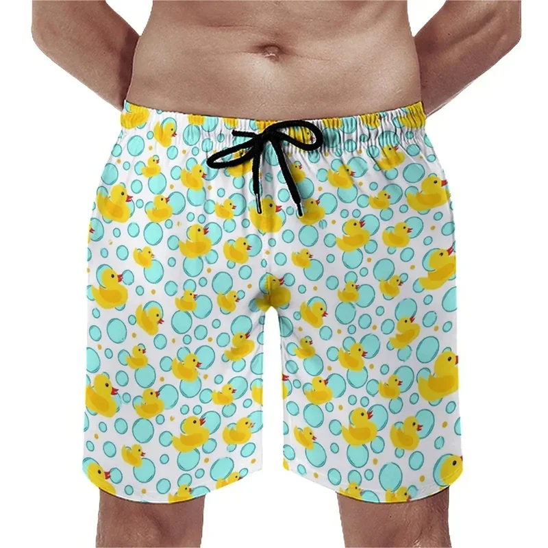 3D Cute Animal Yellow Duck Beach Shorts For Men Summer Funny Swimming Trunks Streetwear Men's Cool Board Short