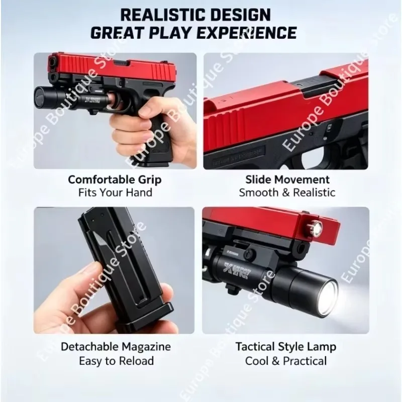 G17 Alloy Hobby Toy,6mm Foam Bullet Full Kit with Magazines & X300 Lamp,Outdoor Activity Set,Birthday Present for Boys Kids