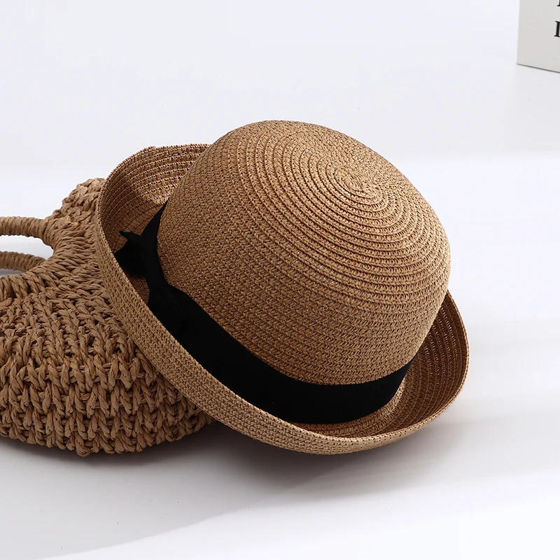 2023 New Summer Bowknot Straw Hat Bonnet Chapeau Femme UV Protect Beach Sun Bucket Hats for Women Men Fedoras Sombreros De Mujer