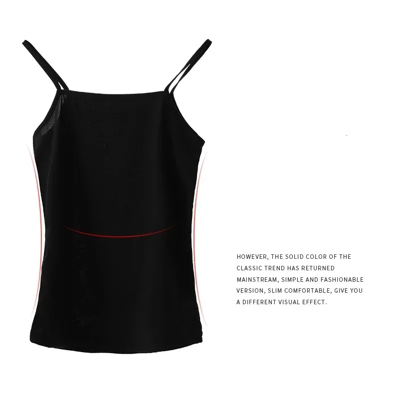 Women Solid Color Camisoles Summer Girl Sexy Strap Cotton Sleeveless Thin Camisole Vest Top Simple Base Vest Tops Female Undies