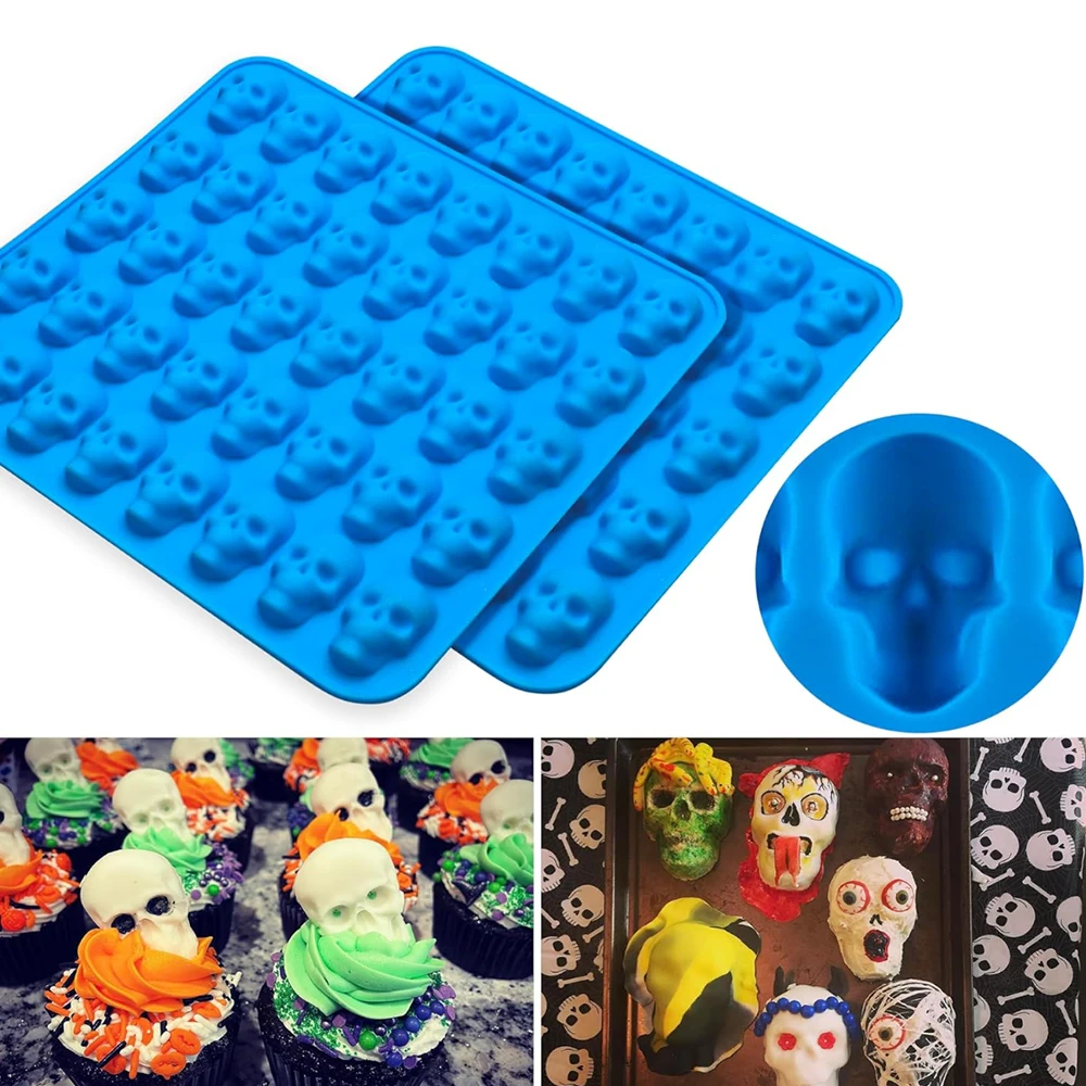 1/2/4pcs skull mini skull silicone mold used for making pet chocolate candy, jelly, gummies, ice cubes, snacks with droppe