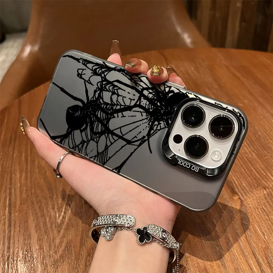 블랙 웹 스파이더 폰 아이폰 17에서 11 프로 맥스 플러스용