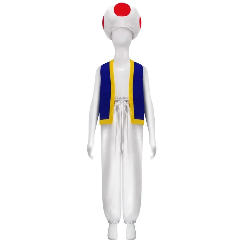 Kinopio Toad Cosplay Costume para crianças e adultos, Game Bros Roleplay, roupas extravagantes, colete, calças, Halloween, presentes de festa de carnaval