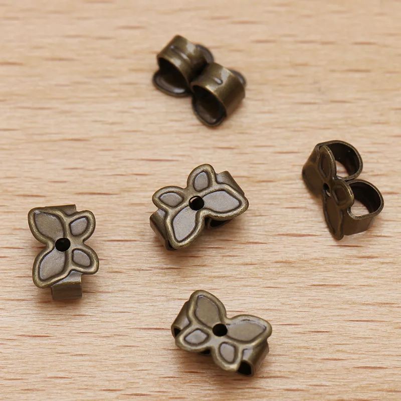 BoYuTe-Butterfly Shape Brinco Stopper, Voltar Metal Brass, DIY Jóias Acessórios, 4x6mm, 500 Pcs por lote