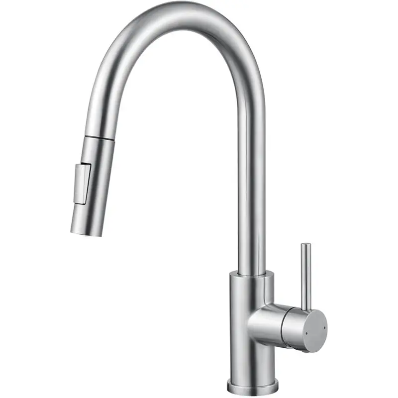 

ABBP-Kitchen Tap With Pull-Out Shower, Extendible High Pressure Kitchen Mixer Tap, Two Jet Types, 360° Swivel,Stainless Steel