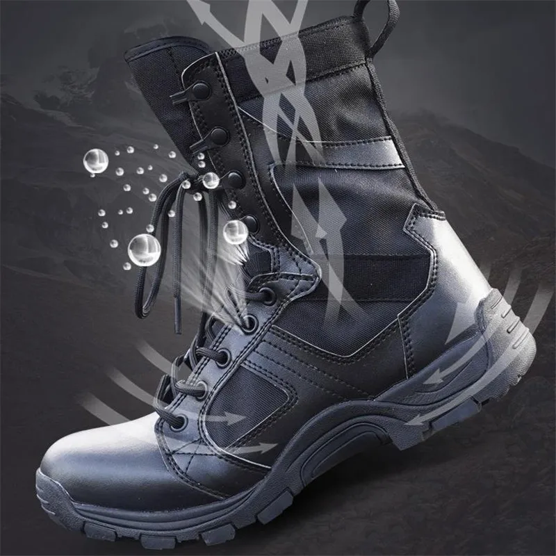 Summer Hight-Top Men\'s Lightweight Hiking Boots Breathable duty boots Mountain climbing training boots Work shoes size 37 46