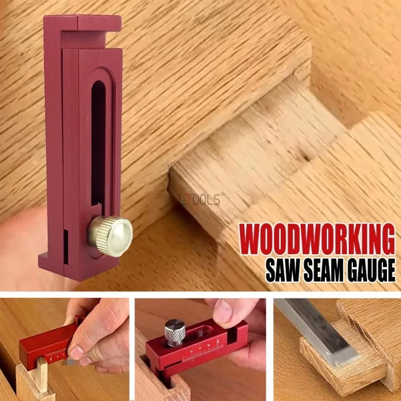 Multi-Functional Woodworking Saw Seam Gauge Aluminum Alloy Depth Measuring Sawtooth Ruler Marking Gauge Gap Measurement Tools