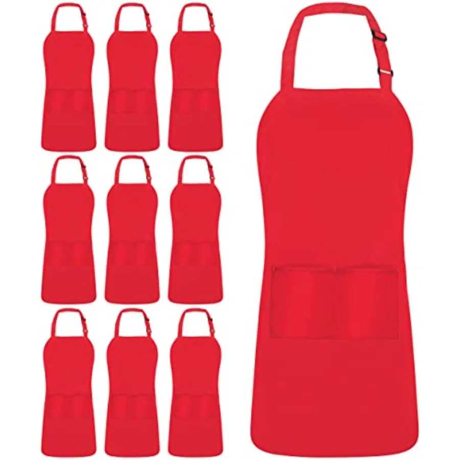 

Utopia Kitchen 10 Pack Bib Apron Adjustable with 2 Pockets, Water and Oil Resistant, Cooking Kitchen Chef Apron for Women Men