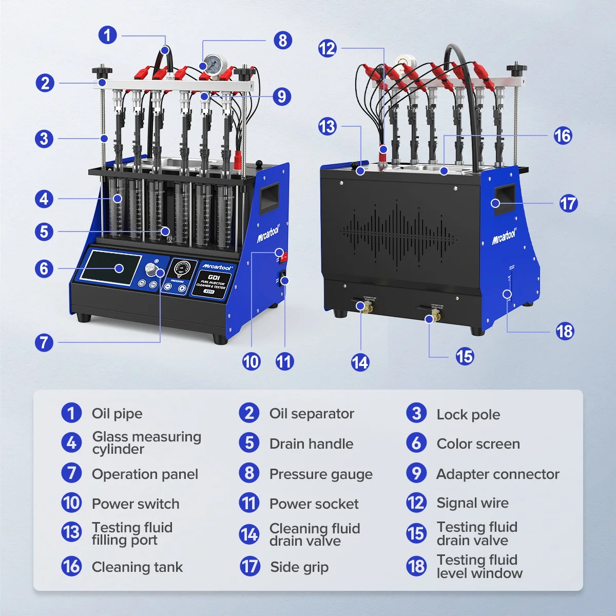 MRCARTOOL V311 GDI حاقن الوقود الأنظف وآلة الاختبار 6 اسطوانات حاقن الوقود الأنظف تستر للسيارة #5