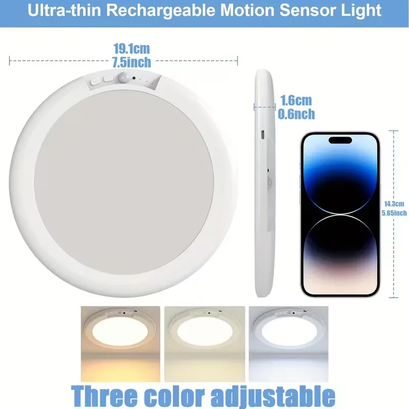 Motion Sensor Magnetic LED Ceiling Light Type C Rechargeable Wireless Wall Lamp With Remote Night Light For Hallway Bedroom Stairs Closet view 7