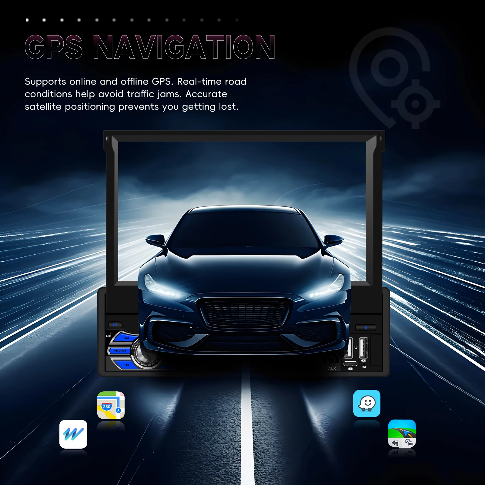 Camecho 4 + 64G 7 بوصة قابل للسحب IPS شاشة 1 Din راديو السيارة Carplay أندرويد السيارات نظام تحديد المواقع ستيريو 1Din مشغل فيديو الوسائط المتعددة واي فاي 4G
