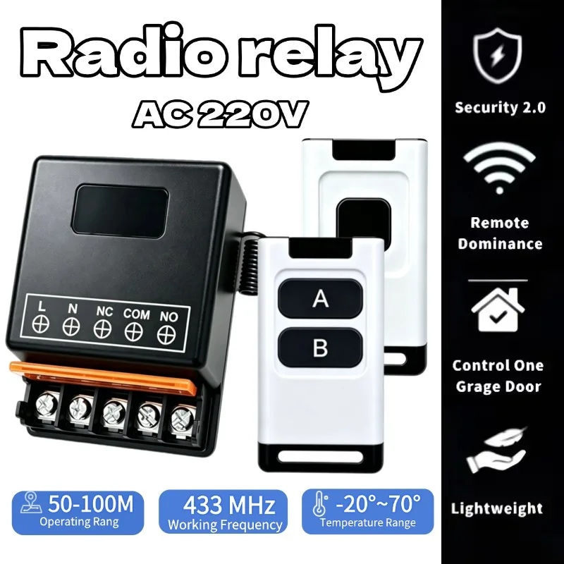 AC220V 433Mhz Remote Control Switch Hign Power On off Remote Control Transmitter for Water Pump Motor LED/Electric Appliance