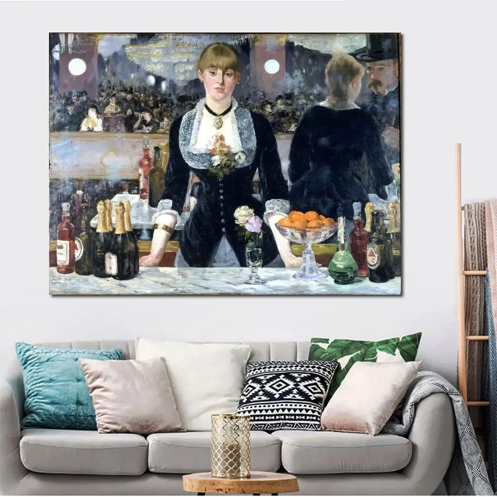 Canvas Paintings Bar at The Folies Bergeres Edouard Manet Artwork Hand Painted High Quality