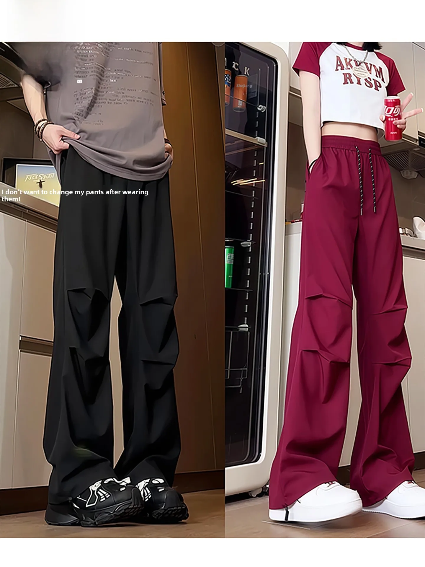 

Ice Silk Airborne Trooper Pants Men's Summer Thin Drape Straight Casual Trousers Loose Fit Workwear Sle Faionable Youthwear