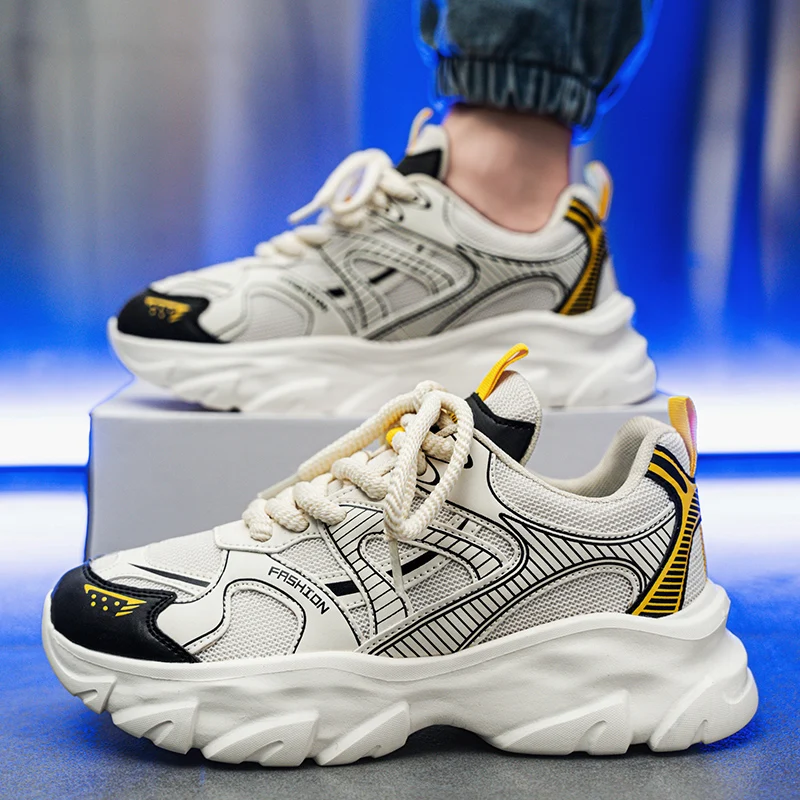 

Горячая распродажа: Мужские бело-черные кроссовки-сетка в стиле Dad Shoes – дышащие, легкие, массивные, повседневные, спортивные