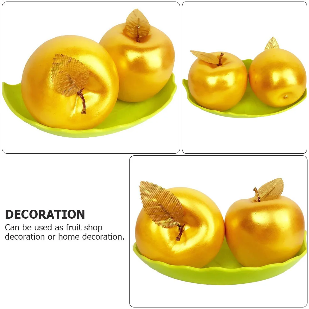 4 Pcs Simulated Golden Artificial Apples Model Simulation Fruit Plants Toy Basket Decorations Foam Props Models