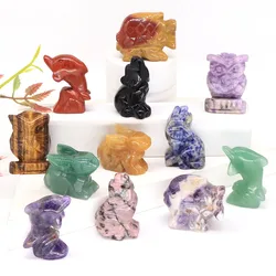 Dolphin Fish Owl Rabbit Wolf Animal Statue Natural Healing Stones Crystals Carved Gems Figurines Furnishing Home Decor Wholesale