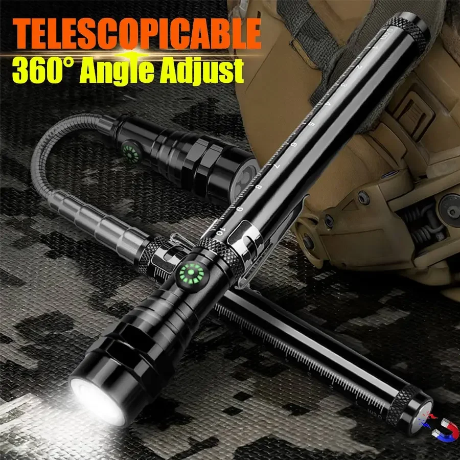 3 LED Multifunctional Telescopic Work Light, Bendable Magnetic Flashlight with Gooseneck for Car Repair Camping, Corner Picking
