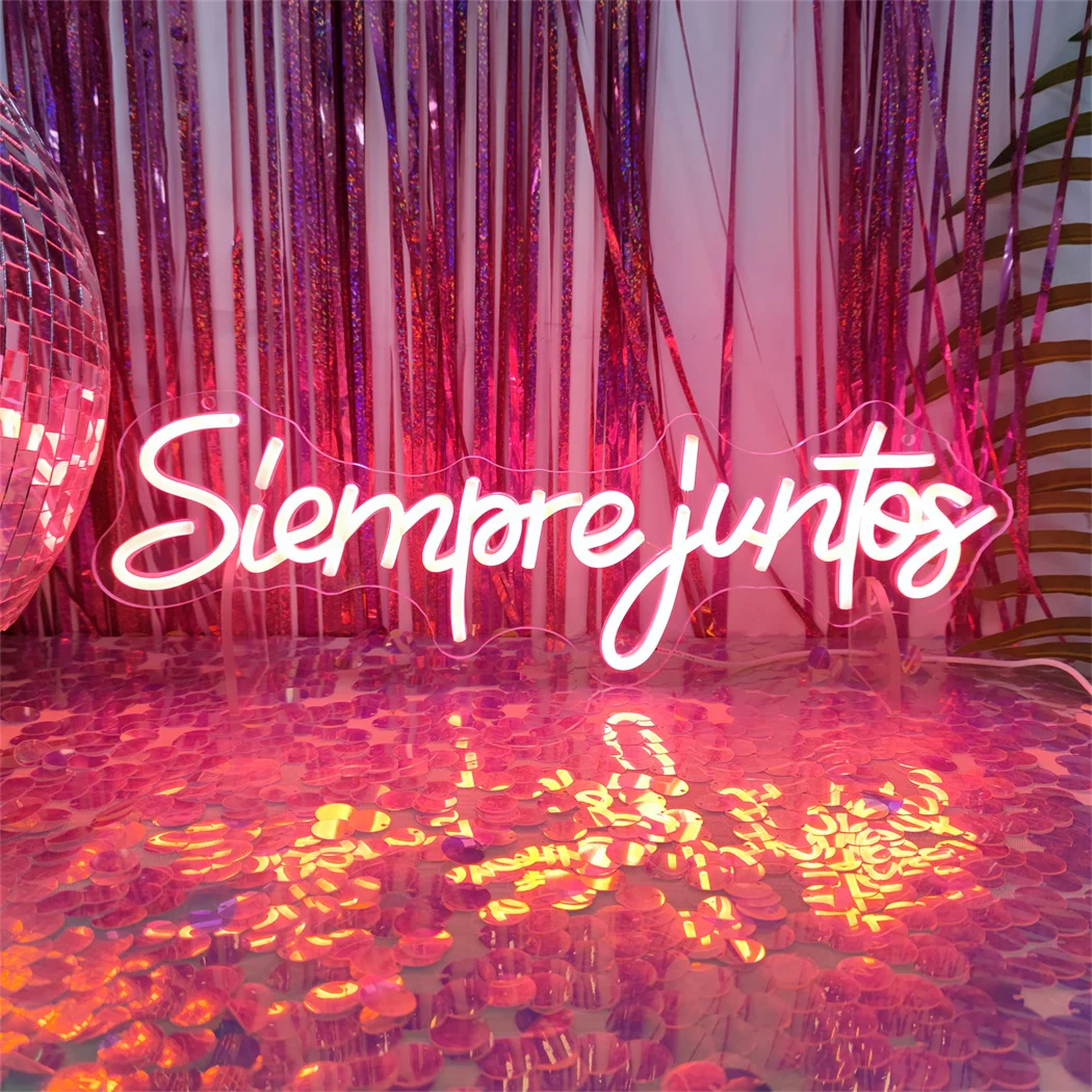 Siempre Juntos النيون الاسباني LED ضوء النيون دائما معًا لحفل زفاف خطوبة ديكور جدران المنزل السنة الجديدة الديكور