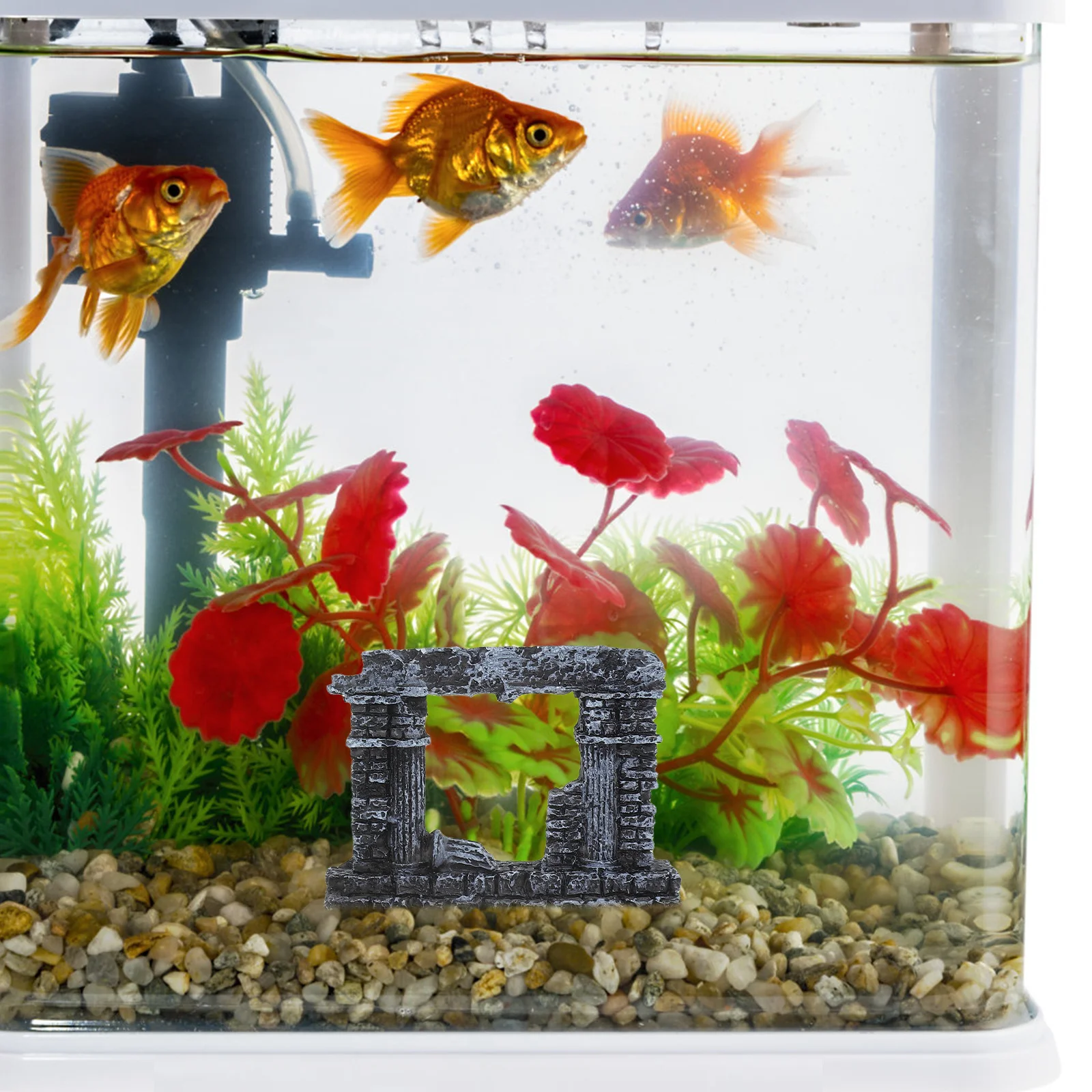 

4Pcs Fake Roman Pillar Decor for Fish Tank Resin Aquarium Landscape Ornament Shelter Functional -Inspired Decor