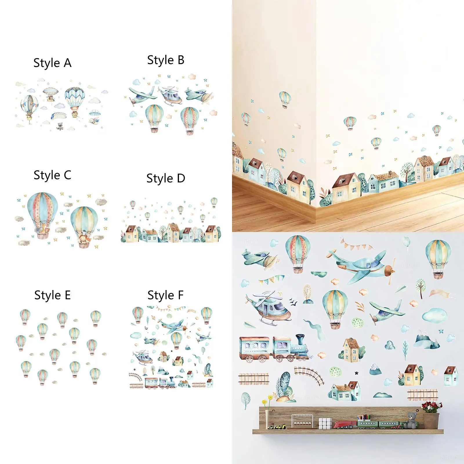 

Hot Air Balloon Wall Sticker PVC Wallpaper for Kids Nursery Home Decoration