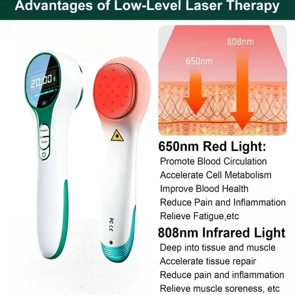Cold Laser Therapy Device 650nm 808nm Infrared Red Light for Dogs Cats Horses Pain Relief Joint Muscle Arthritis
