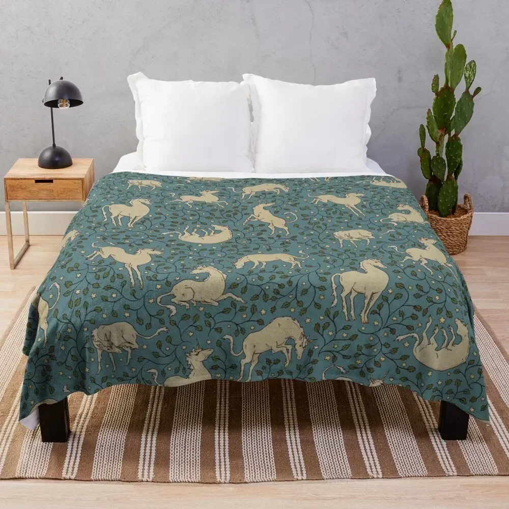 

Twilight Unicorns Throw Blanket Portable Lightweight Blanket for Travel Camping