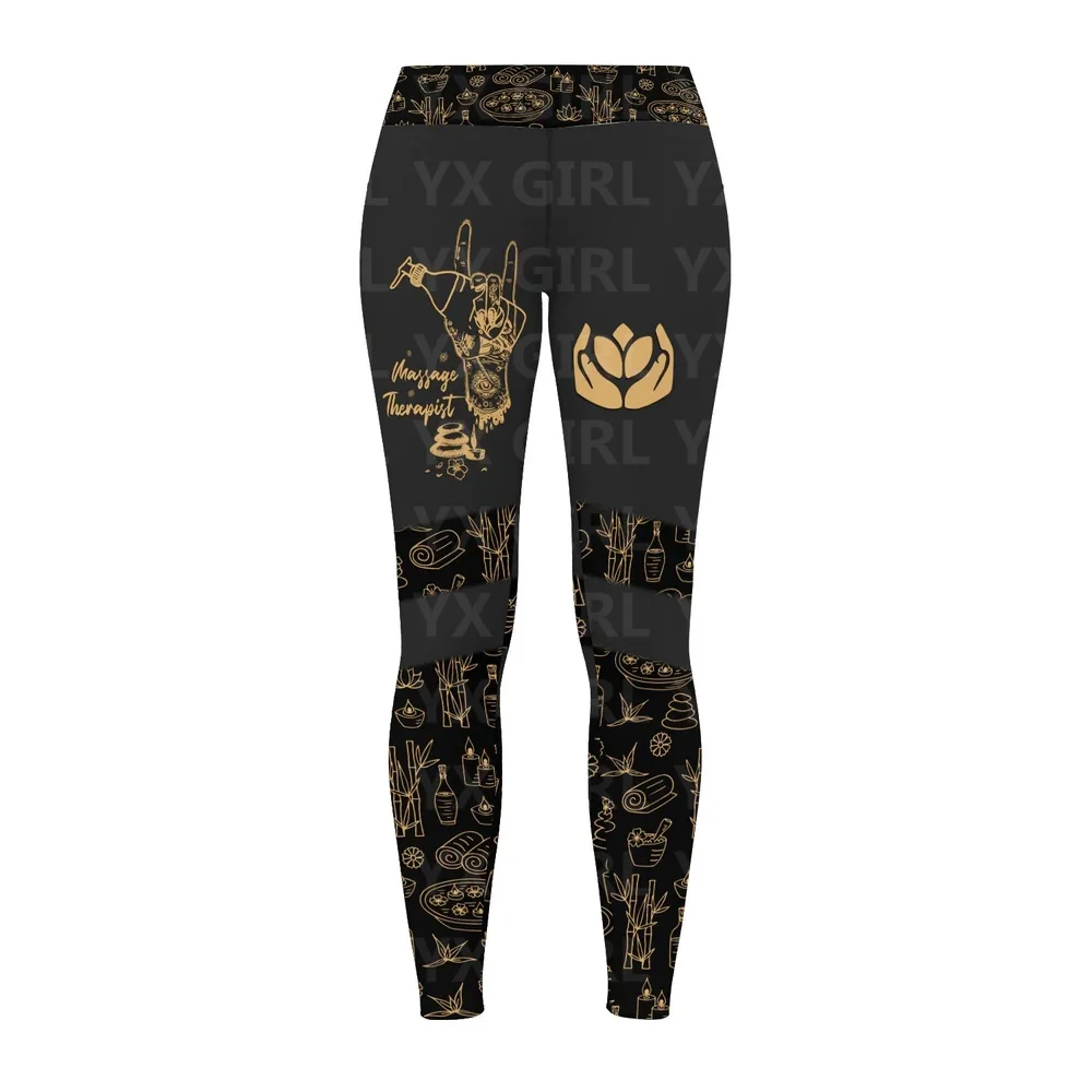 Golden Massage therapy Legging Massage Spa Legging, leggings stampati All Over per le donne