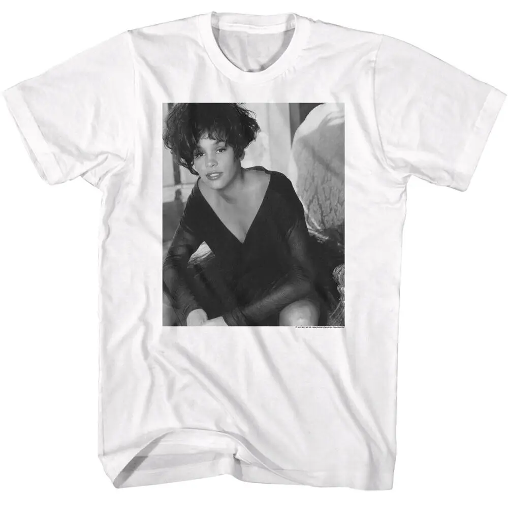 

Whitney Houston T-Shirt BW Lean Singer New Licensed White Cotton Men Women