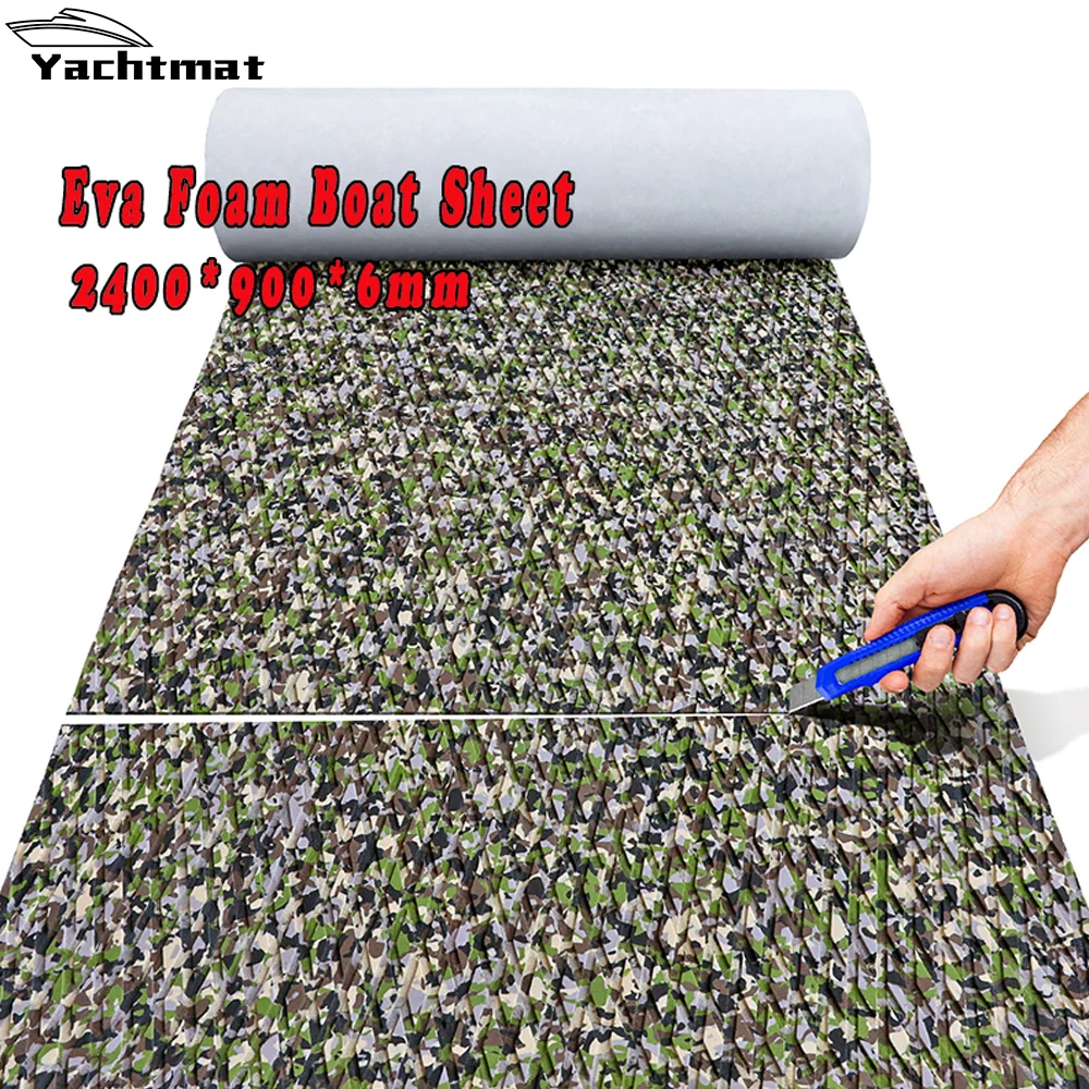 

2400*900*6mm Eva Foam Boat Deck Floor JET SKI Anti Skid Pad Traction Mat Kayak RV Self Adhesive boat Accessories