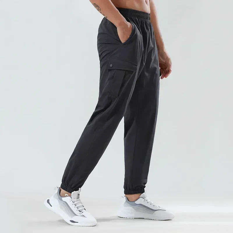 Citroen Heren Sportbroek Lente Outdoor Sneldrogende Broek Losse Geweven Elastische Gebundelde Voeten Fitness Casual Cargo Broek