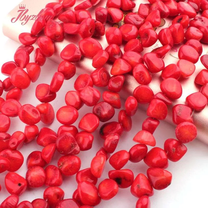 5x6-6x8mm Natural Freeform Irregular Red Coral Beads Stone Beads For DIY Necklace Bracelat Jewelry Making Loose Strand 15 Inches