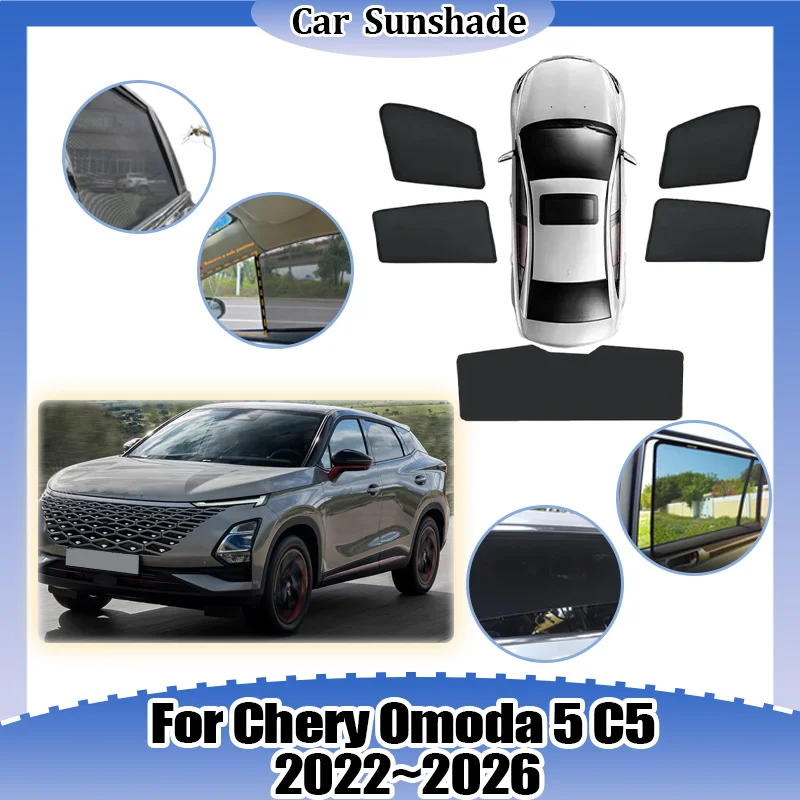 

Car Mesh Sunshade For Chery Omoda 5 C5 FX 2022 2023 2024 2025 2026 Window Sun Visor UV Protection Privacy Curtain Accessories