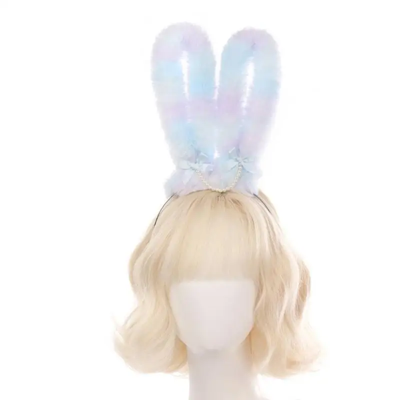 

39BB Rabbits Ears Hairband Photo Props Easter Hair Hoop Hairband Party Headpiece Fun Headbands for Music Festival