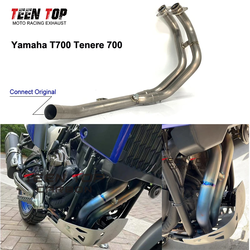 Tubo de escape da motocicleta para Yamaha Tenere 700, titânio 2019 +, tubo dianteiro, Motobike conectar tubo, T700, T700