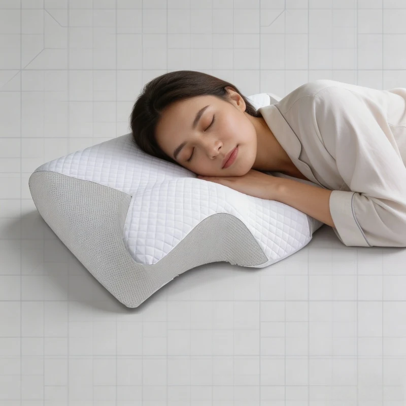 1pc Contoured Support Memory Foam Cervical Pillow 2 in 1 Ergonomic Orthopedic Pillow for Neck Pain Relief Sleep Bed Pillow