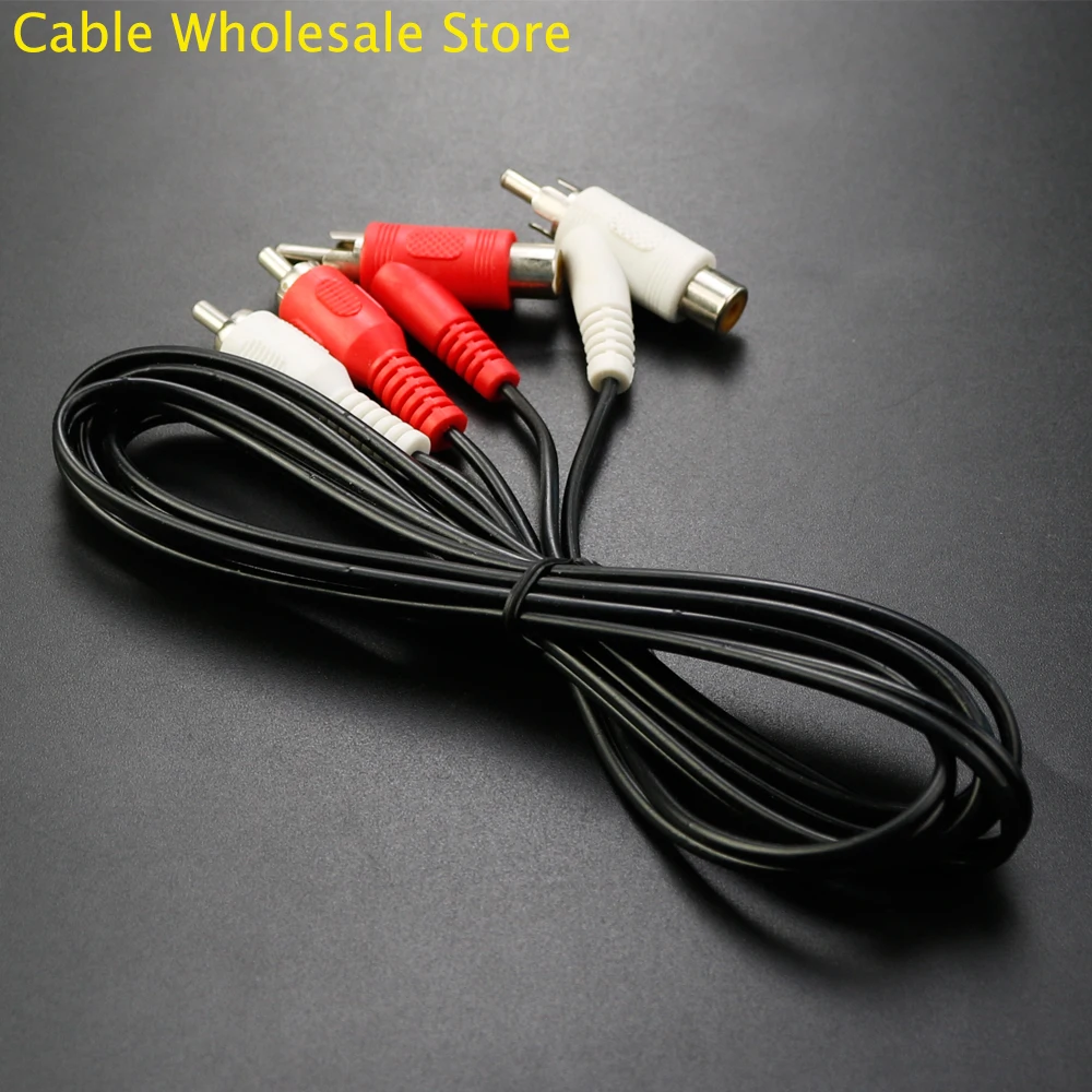 1Pcs 2RCA Male To 2 Female 1/2 Lotus Audio Line Lotus Wire Video Cable For DVD TV Box RCA Audio Splitter Cable Speaker