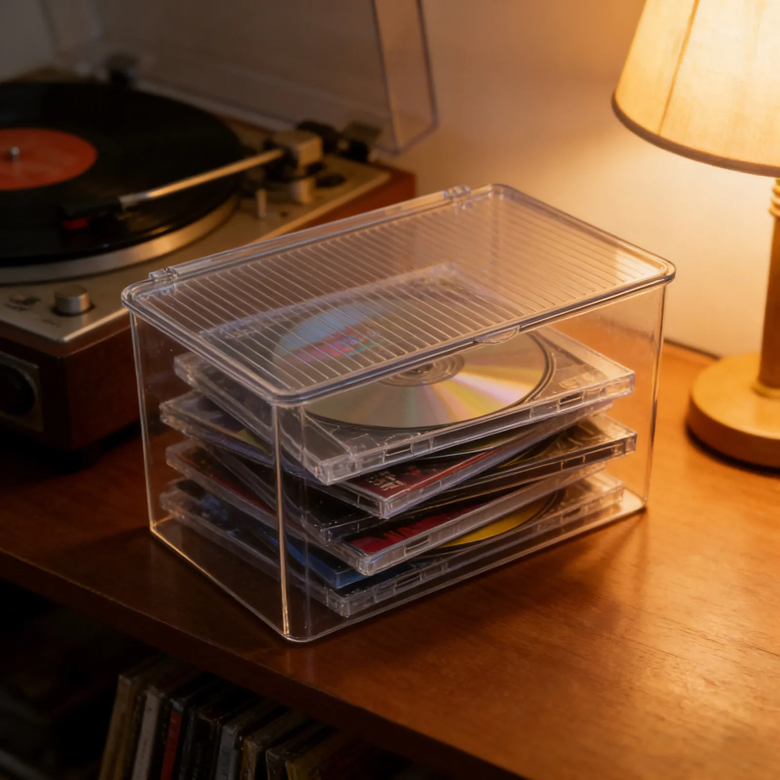 

Transparent Cd Storage Boxes with Lids Plastic Disc Organizer Holds 26 Cds Dvds Universal Size Dustproof Portable for Home